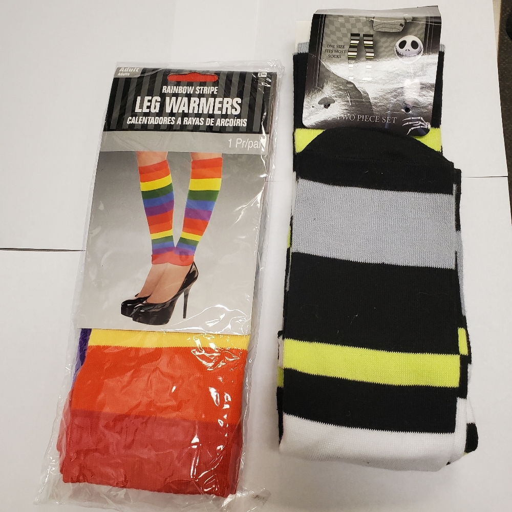 Leg warmers lot of 2 rainbow and nightmare before Christmas